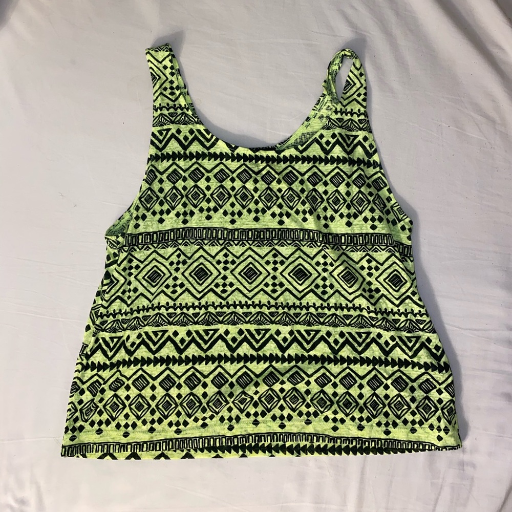 Lime Green Pattern Crop Top